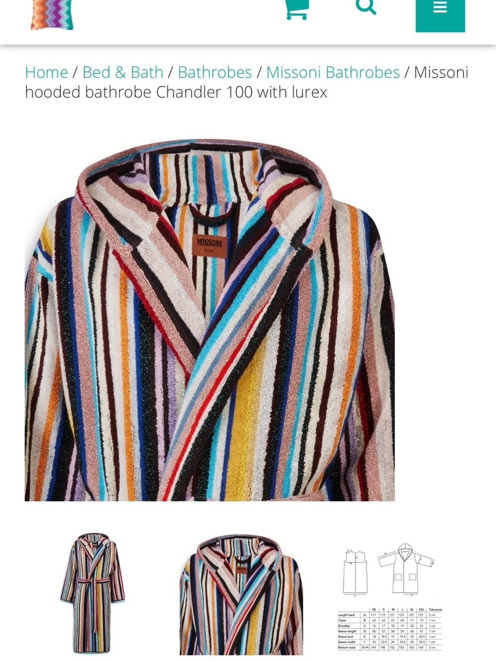 NWT Missoni Chandler glitter hooded bathrobe size small - Picture 2 of 7